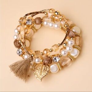 NWT VICI Leaf & Tassel Beaded Bohemian Bracelet